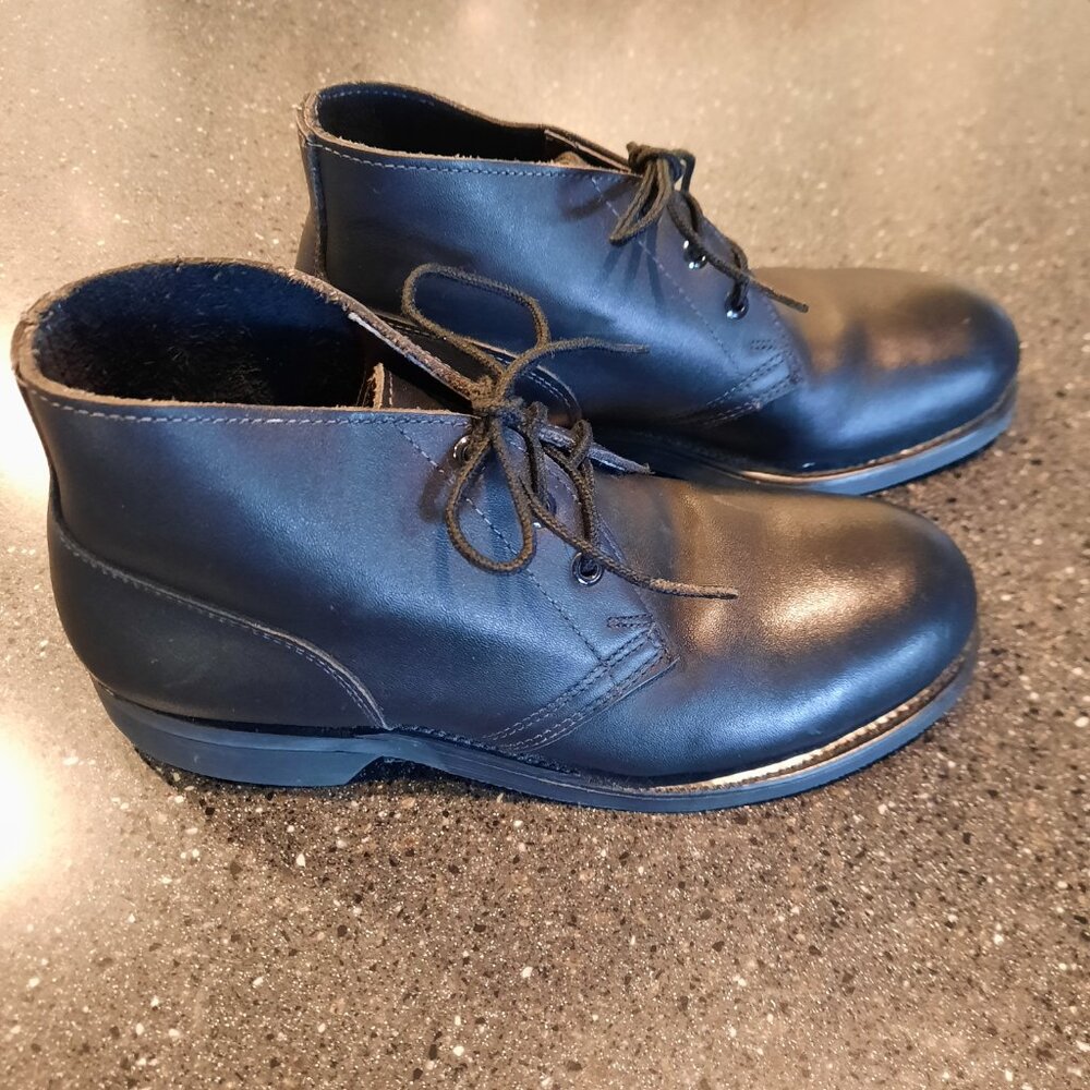 Vintage Biltrite Black Leather Steel Toe Chukka Boots, Women's Size 7